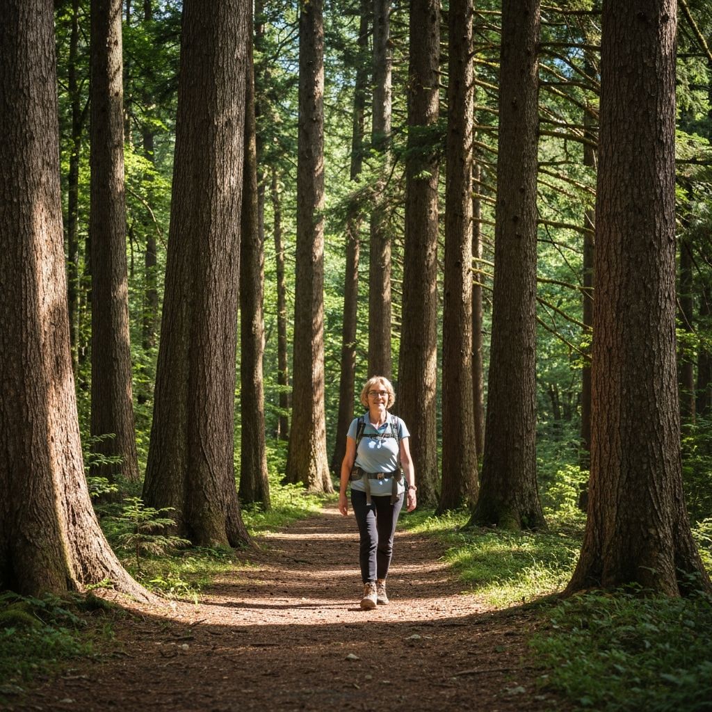 Person walking in natural outdoor environment